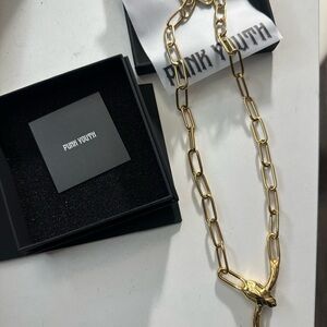 Punk Youth Gold Chain Viper coil Necklace